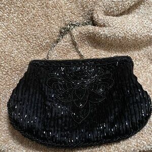 La Regale Black Beaded Crossbody Bag